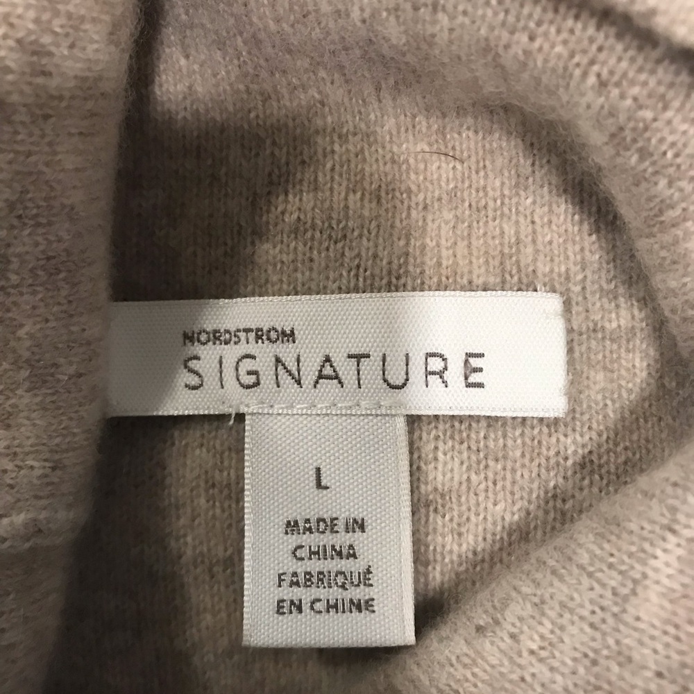 NEW!NORDSTROM SIGNATURE Long Sleeve 95% Cashmere Sweater Dress Tan SZ L - Picture 12 of 14